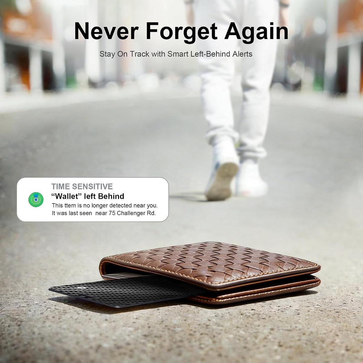 Wallet Tracker Card, Slim Rechargeable Bluetooth Item Locator, Smart Finder Compatible with Apple Find My for Wallet, Luggage, Passport, IP68 Waterproof (Ios Only) (Carbon Fiber Black)