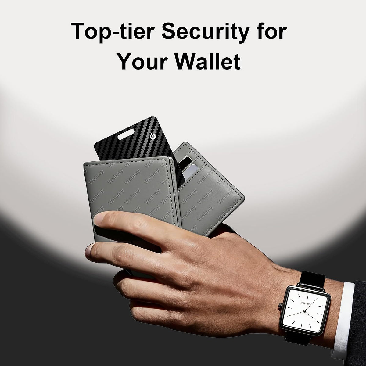 Wallet Tracker Card, Slim Rechargeable Bluetooth Item Locator, Smart Finder Compatible with Apple Find My for Wallet, Luggage, Passport, IP68 Waterproof (Ios Only) (Carbon Fiber Black)